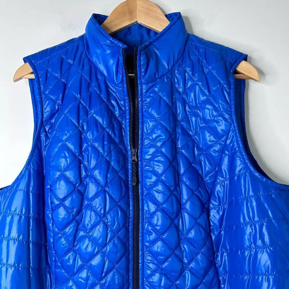 Talbots Blue Quilted Puffer Vest Women’s 1X Sleeveless Full Zip Transitional - Picture 5 of 10